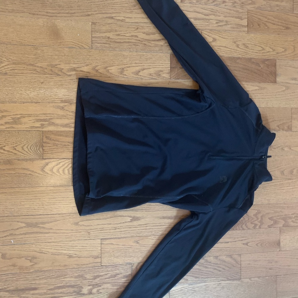 Blue Fitted Long Sleeve Mandarin Collar Tee